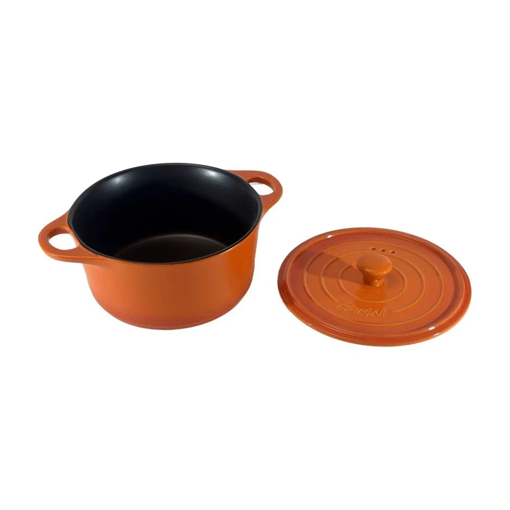 Parini 2 Qt Flameproof Casserole Dish w/ Lid Orange